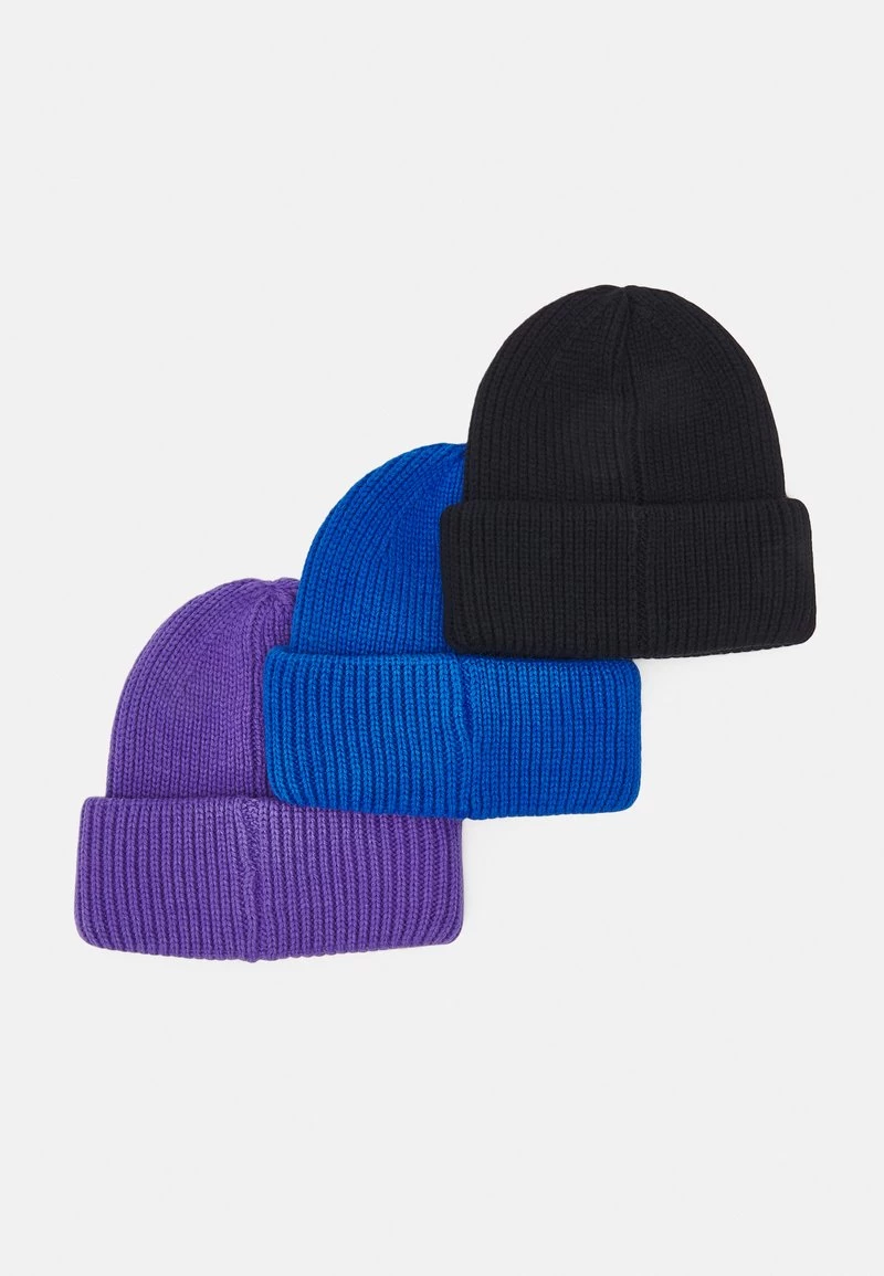 Pier One UNISEX 3 PACK - Mütze - Black/purple/blue 2 Pier One UNISEX 3 PACK - Mütze - Black/purple/blue – Bild 2