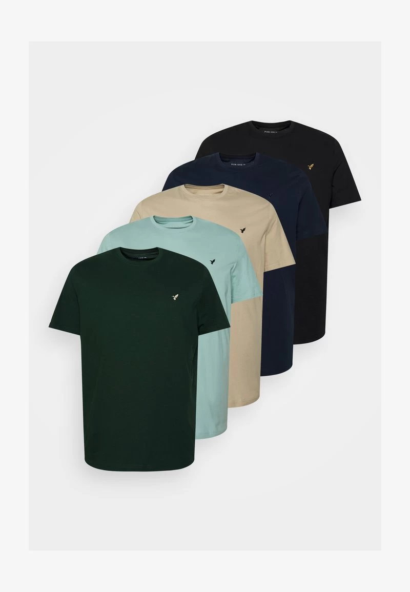 Pier One 5 PACK - T-Shirt Basic - Dark Green/beige/light Blue 6 Pier One 5 PACK - T-Shirt Basic - Dark Green/beige/light Blue – Bild 6