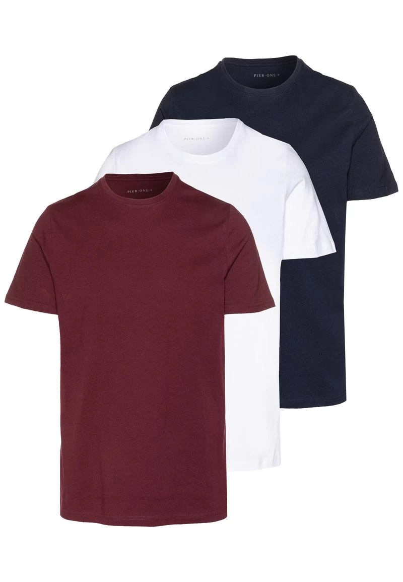 Pier One 3 PACK - T-Shirt Basic - White/dark Blue/red 6 Pier One 3 PACK - T-Shirt Basic - White/dark Blue/red – Bild 6
