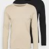 Pier One 2 PACK - Langarmshirt - Beige/black