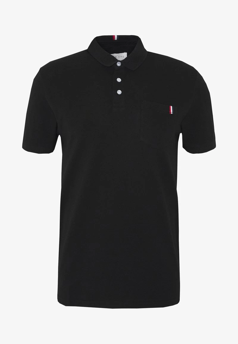 Pier One TRICOLORE TRIM POLO - Poloshirt - Black 1 Pier One TRICOLORE TRIM POLO - Poloshirt - Black